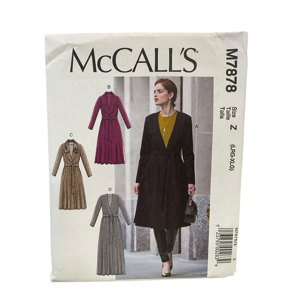 McCALL'S M7878 Coat Dress Jacket Size LRG-XL Vintage Sewing‎ Pattern